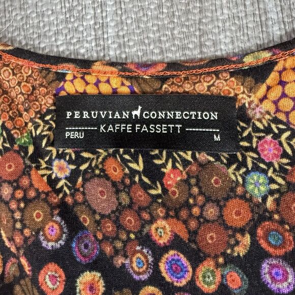 Peruvian Connection Kaffe Fassett Multi Color Babydoll Dress With Pockets M - Picture 4 of 8